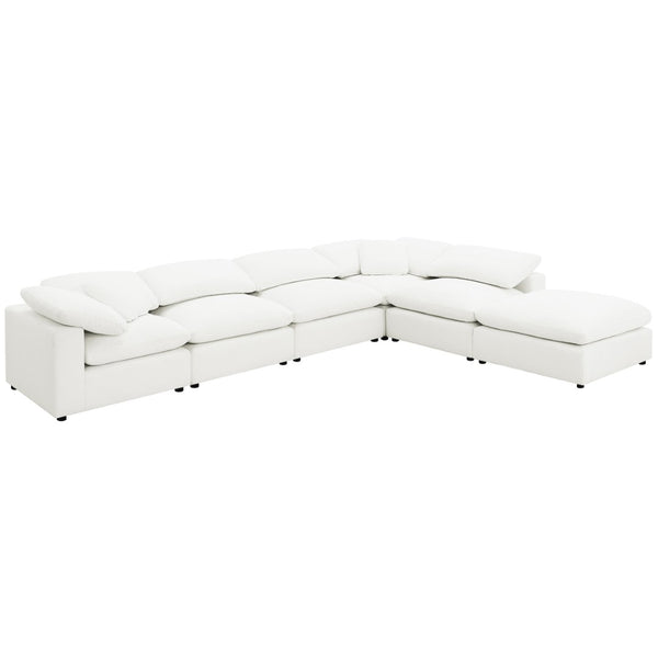 English Elm Segoura Ivory Boucle Armless Chair Plush Pillow Back Modular Sectional Seating B062P520176