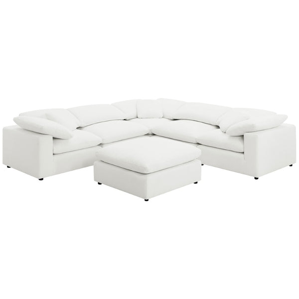English Elm Segoura Ivory Boucle Armless Chair Plush Pillow Back Modular Sectional Seating B062P520176