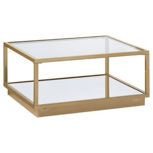 English Elm Emeline Nesting Square Coffee Tables Mirrored Glass and Rose Brass Frame Glam Set B062P520198