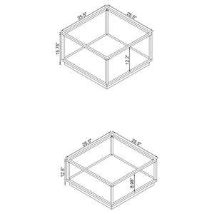 English Elm Emeline Nesting Square Coffee Tables Mirrored Glass and Rose Brass Frame Glam Set B062P520198