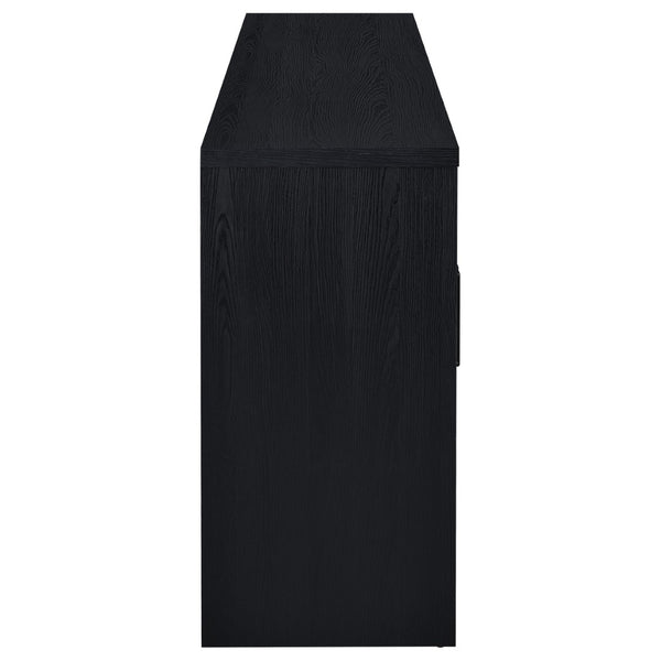 English Elm Shayne Arched Glass Four Door Sideboard with Black Laminate Finish for Dining Rooms B062P520204