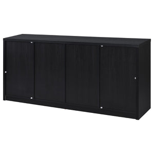 English Elm Shayne Arched Glass Four Door Sideboard with Black Laminate Finish for Dining Rooms B062P520204