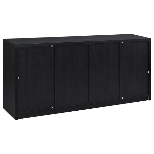 English Elm Shayne Arched Glass Four Door Sideboard with Black Laminate Finish for Dining Rooms B062P520204