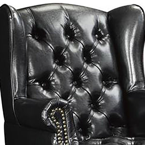 English Elm Samantha Tufted Leatherette Wingback Chair and Ottoman with Nailhead Trim B062P520209