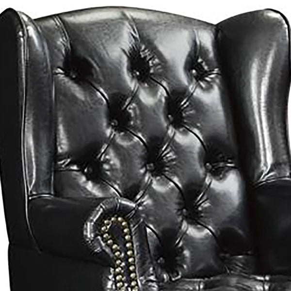 English Elm Samantha Tufted Leatherette Wingback Chair and Ottoman with Nailhead Trim B062P520209