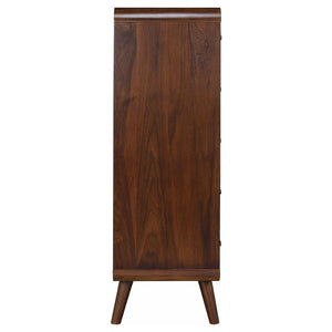 English Elm Winston Mid-century Five-drawer Chest with Walnut Veneer Tapered Legs and Oval Knobs B062P520212