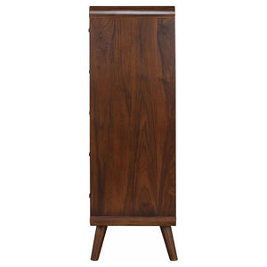 English Elm Winston Mid-century Five-drawer Chest with Walnut Veneer Tapered Legs and Oval Knobs B062P520212