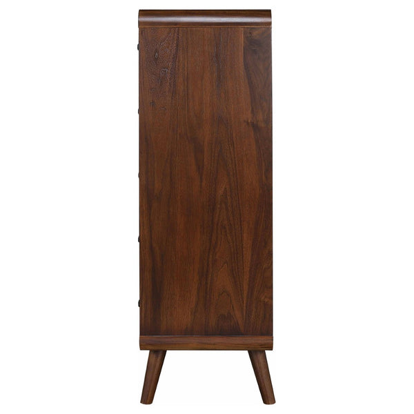 English Elm Winston Mid-century Five-drawer Chest with Walnut Veneer Tapered Legs and Oval Knobs B062P520212