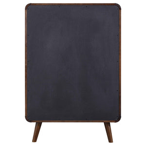 English Elm Winston Mid-century Five-drawer Chest with Walnut Veneer Tapered Legs and Oval Knobs B062P520212