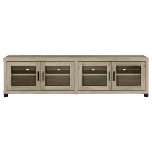 English Elm Heron Farmhouse Industrial Wide Entertainment Console with Tempered Glass Storage Doors B062P520967