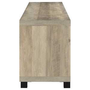 English Elm Heron Farmhouse Industrial Wide Entertainment Console with Tempered Glass Storage Doors B062P520967