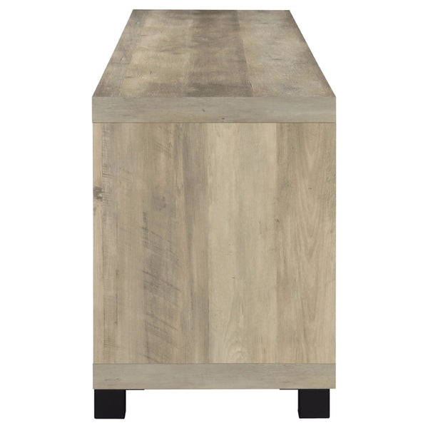 English Elm Heron Farmhouse Industrial Wide Entertainment Console with Tempered Glass Storage Doors B062P520967