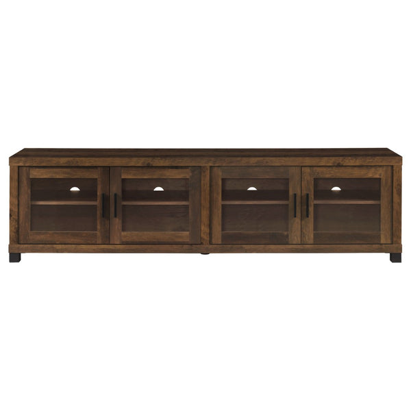 English Elm Heron Farmhouse TV Stand with Glass Doors Distressed Pine Finish Fits 85 Inch Screens B062P520971