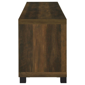 English Elm Heron Farmhouse TV Stand with Glass Doors Distressed Pine Finish Fits 85 Inch Screens B062P520971
