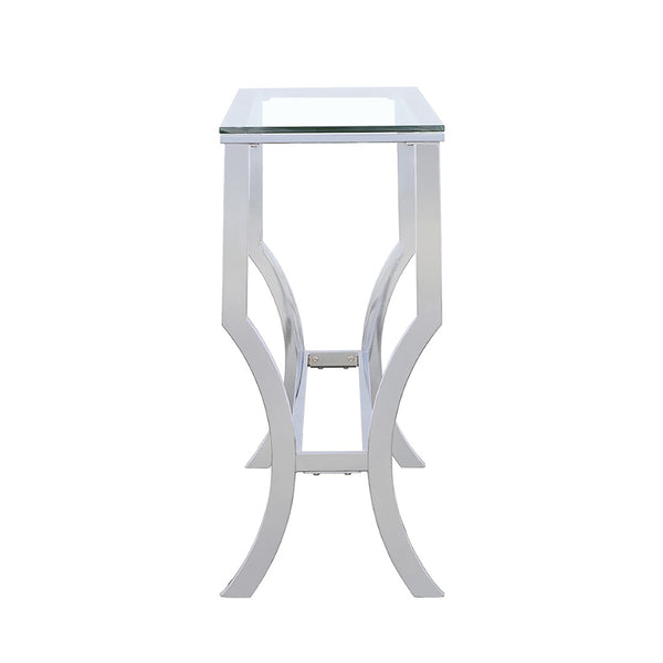 English Elm Seroff Polished Chrome and Tempered Glass Console Table for Entryway or Living Room B062P520973