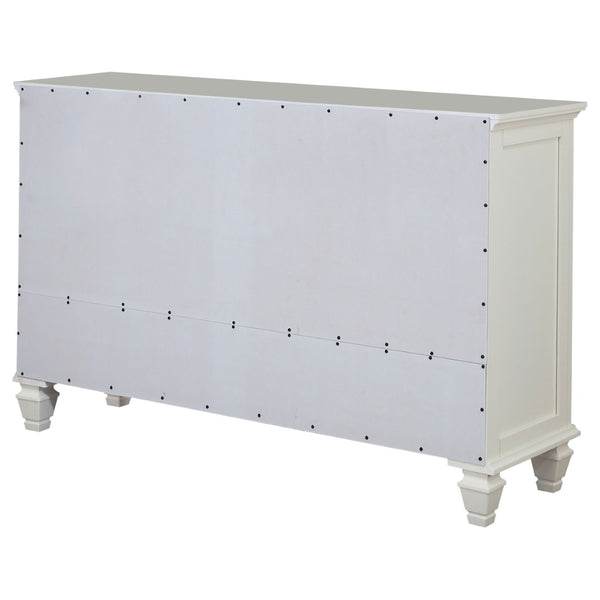 English Elm Dennis Cream 11 Drawer Dresser with Glass Cabinet Doors and Nickel Hardware B062P520981