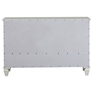 English Elm Dennis Cream 11 Drawer Dresser with Glass Cabinet Doors and Nickel Hardware B062P520981
