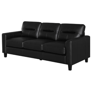 English Elm Remington Deep Seat Leatherette Sofa with Track Arms for Contemporary Living Rooms Black B062P520990