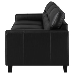 English Elm Remington Deep Seat Leatherette Sofa with Track Arms for Contemporary Living Rooms Black B062P520990