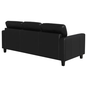 English Elm Remington Deep Seat Leatherette Sofa with Track Arms for Contemporary Living Rooms Black B062P520990