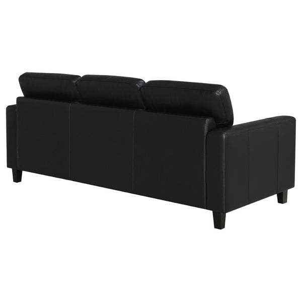 English Elm Remington Deep Seat Leatherette Sofa with Track Arms for Contemporary Living Rooms Black B062P520990