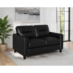 English Elm Remington Leatherette Loveseat with Track Arms for Modern Minimalist Living Spaces Black B062P520991
