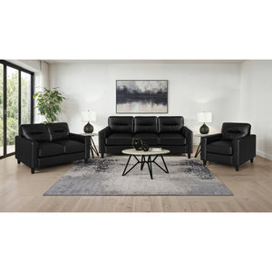 English Elm Remington Leatherette Loveseat with Track Arms for Modern Minimalist Living Spaces Black B062P520991