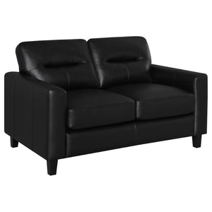 English Elm Remington Leatherette Loveseat with Track Arms for Modern Minimalist Living Spaces Black B062P520991