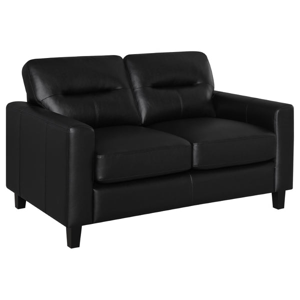 English Elm Remington Leatherette Loveseat with Track Arms for Modern Minimalist Living Spaces Black B062P520991