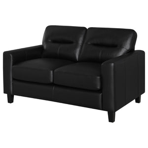 English Elm Remington Leatherette Loveseat with Track Arms for Modern Minimalist Living Spaces Black B062P520991