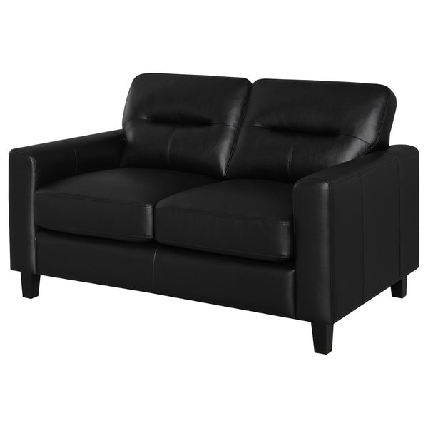 English Elm Remington Leatherette Loveseat with Track Arms for Modern Minimalist Living Spaces Black B062P520991