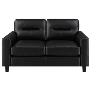 English Elm Remington Leatherette Loveseat with Track Arms for Modern Minimalist Living Spaces Black B062P520991