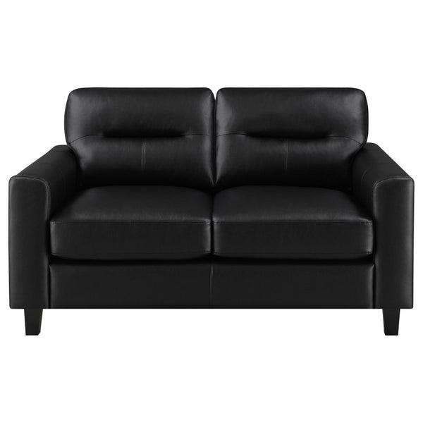 English Elm Remington Leatherette Loveseat with Track Arms for Modern Minimalist Living Spaces Black B062P520991