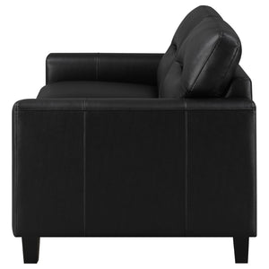 English Elm Remington Leatherette Loveseat with Track Arms for Modern Minimalist Living Spaces Black B062P520991