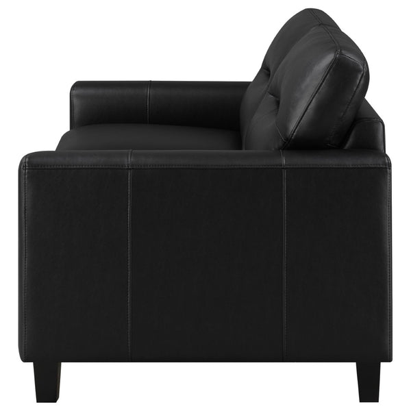 English Elm Remington Leatherette Loveseat with Track Arms for Modern Minimalist Living Spaces Black B062P520991