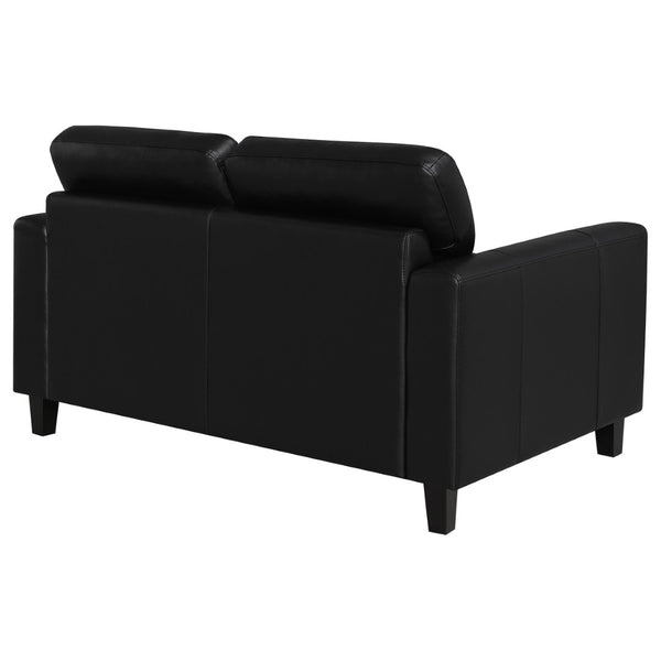 English Elm Remington Leatherette Loveseat with Track Arms for Modern Minimalist Living Spaces Black B062P520991