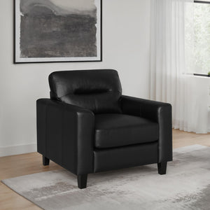 English Elm Remington Track Arm Leatherette Accent Chair Tufted Architectural Seat for Modern Living Black B062P520992