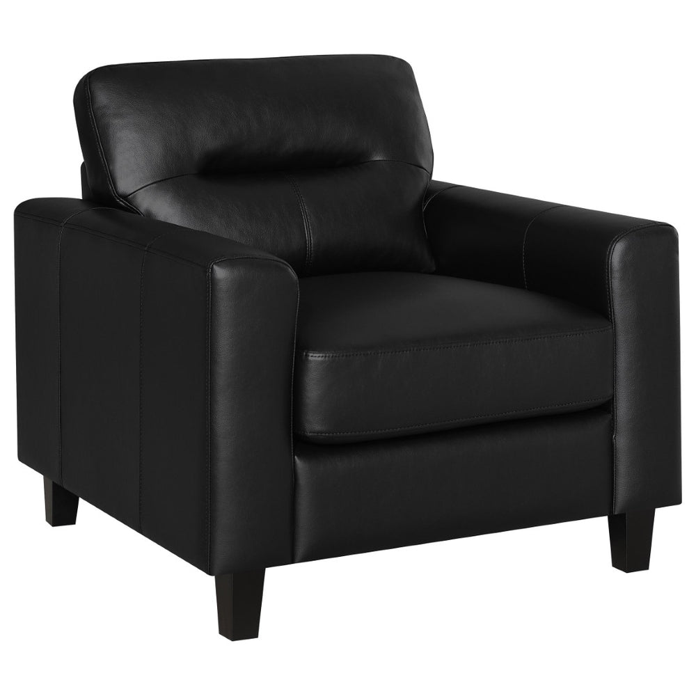English Elm Remington Track Arm Leatherette Accent Chair Tufted Architectural Seat for Modern Living Black B062P520992