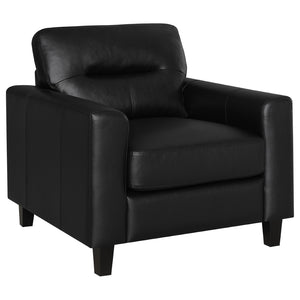 English Elm Remington Track Arm Leatherette Accent Chair Tufted Architectural Seat for Modern Living Black B062P520992
