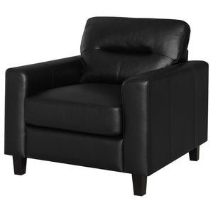 English Elm Remington Track Arm Leatherette Accent Chair Tufted Architectural Seat for Modern Living Black B062P520992