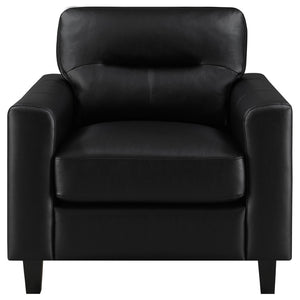 English Elm Remington Track Arm Leatherette Accent Chair Tufted Architectural Seat for Modern Living Black B062P520992