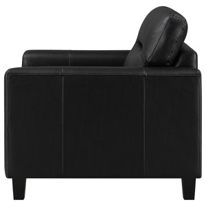 English Elm Remington Track Arm Leatherette Accent Chair Tufted Architectural Seat for Modern Living Black B062P520992