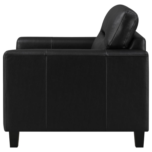English Elm Remington Track Arm Leatherette Accent Chair Tufted Architectural Seat for Modern Living Black B062P520992