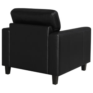 English Elm Remington Track Arm Leatherette Accent Chair Tufted Architectural Seat for Modern Living Black B062P520992