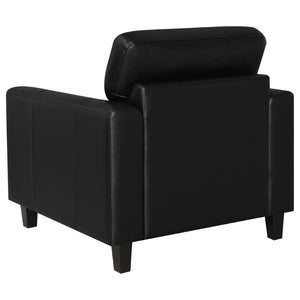 English Elm Remington Track Arm Leatherette Accent Chair Tufted Architectural Seat for Modern Living Black B062P520992