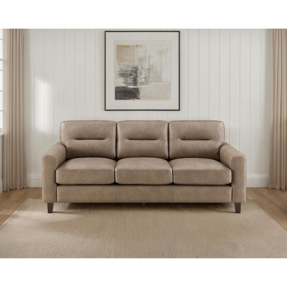 English Elm Remington Deep Seat Leatherette Sofa with Track Arms for Contemporary Living Rooms Brown B062P520998