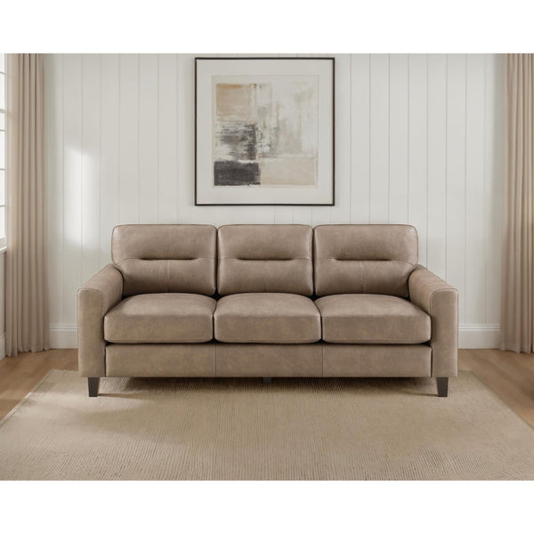 English Elm Remington Deep Seat Leatherette Sofa with Track Arms for Contemporary Living Rooms Brown B062P520998