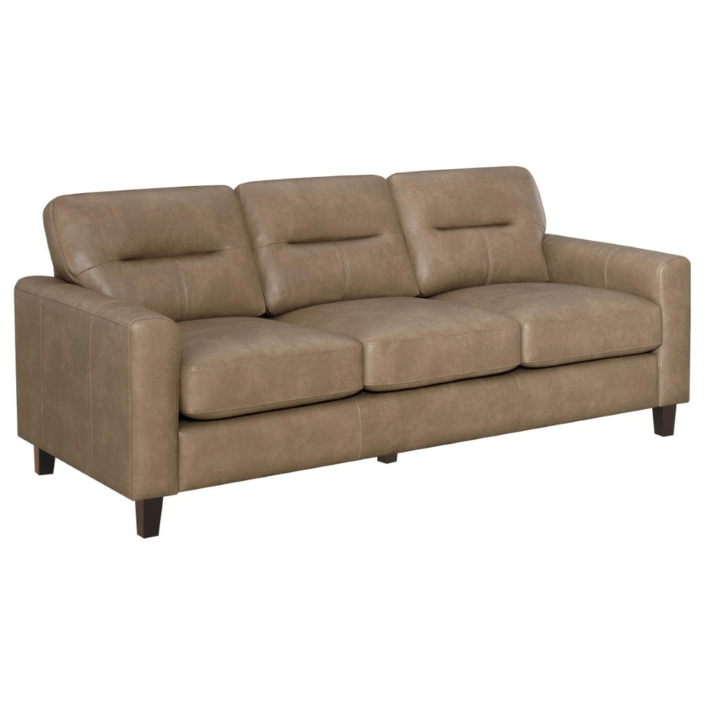 English Elm Remington Deep Seat Leatherette Sofa with Track Arms for Contemporary Living Rooms Brown B062P520998