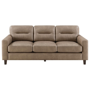 English Elm Remington Deep Seat Leatherette Sofa with Track Arms for Contemporary Living Rooms Brown B062P520998