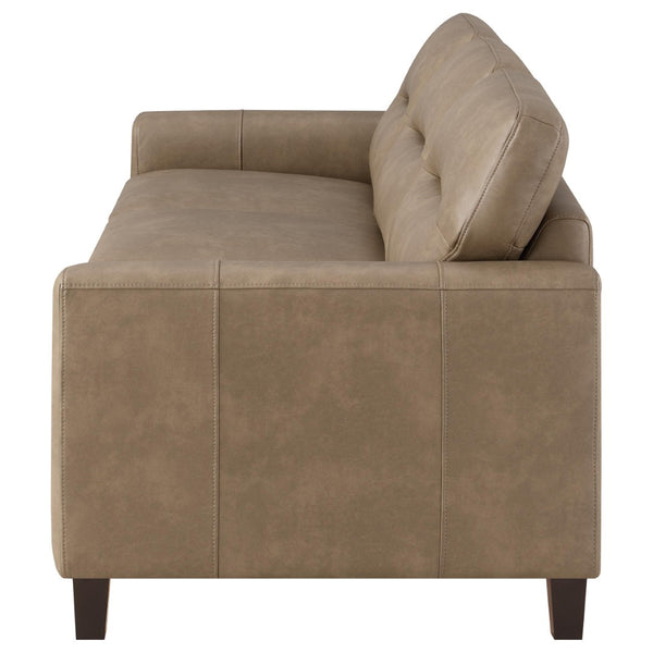 English Elm Remington Deep Seat Leatherette Sofa with Track Arms for Contemporary Living Rooms Brown B062P520998